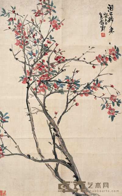吴昌硕  桃花 镜心 82.5×52.5cm